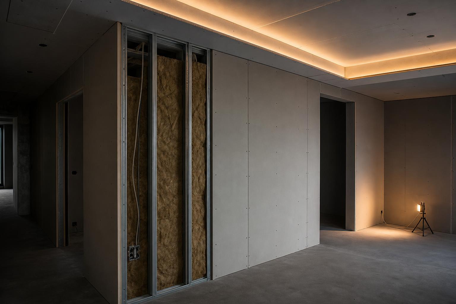 Ständerwand mit Dämmung und Lichtdecke – Trockenbau Essen Ständerwand mit Dämmung und Lichtdecke – Trockenbau Essen